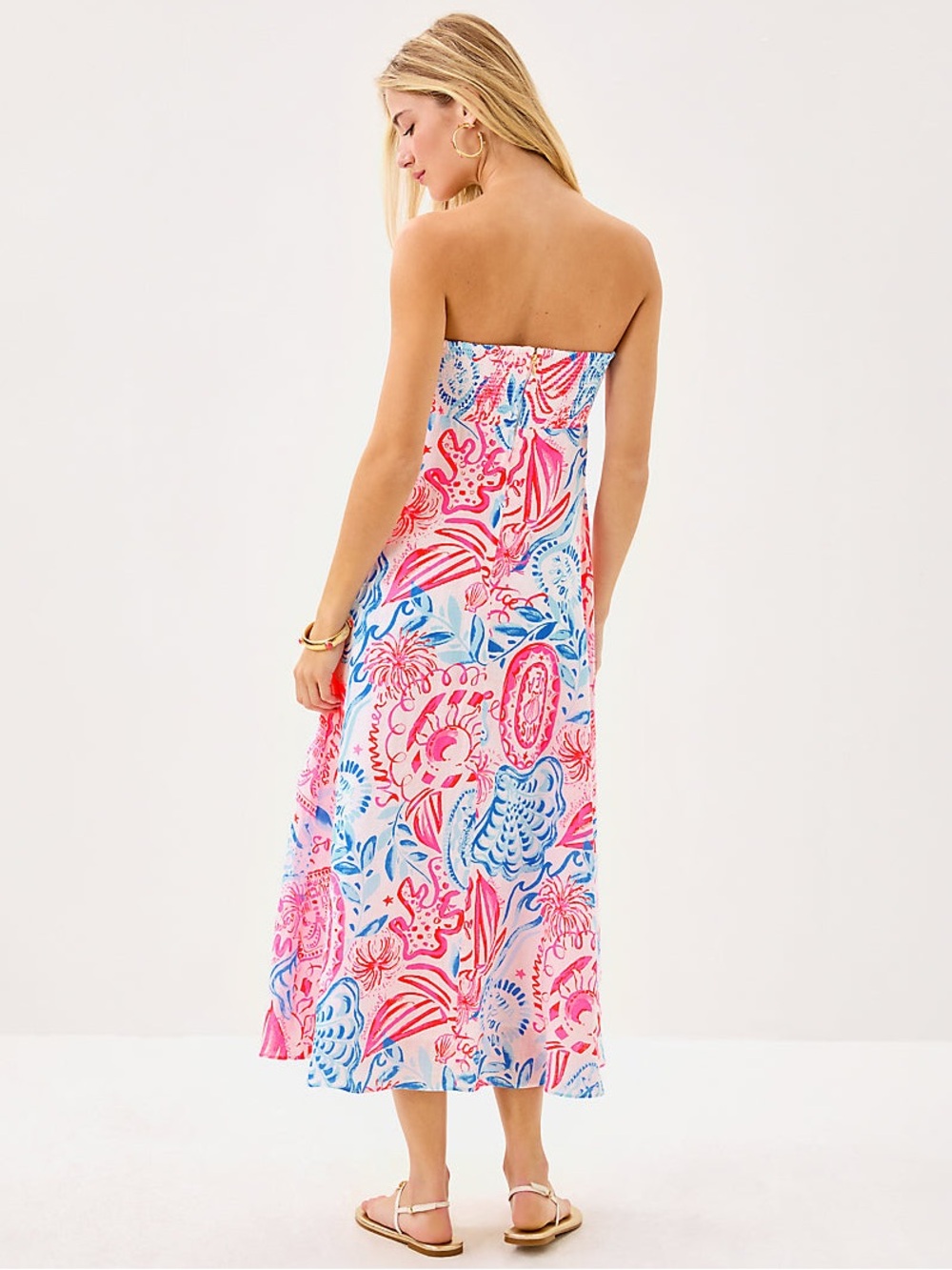 NEW Lilly Pulitzer Jorgian Linen Midi Dress Size 6 Convertible Sun Sea Sand.  15 - Picture 9 of 12